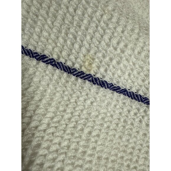 Flower Embroidered Waffle Weave Kitchen Towel With Blue Stripes and Flowers - Picture 8 of 10